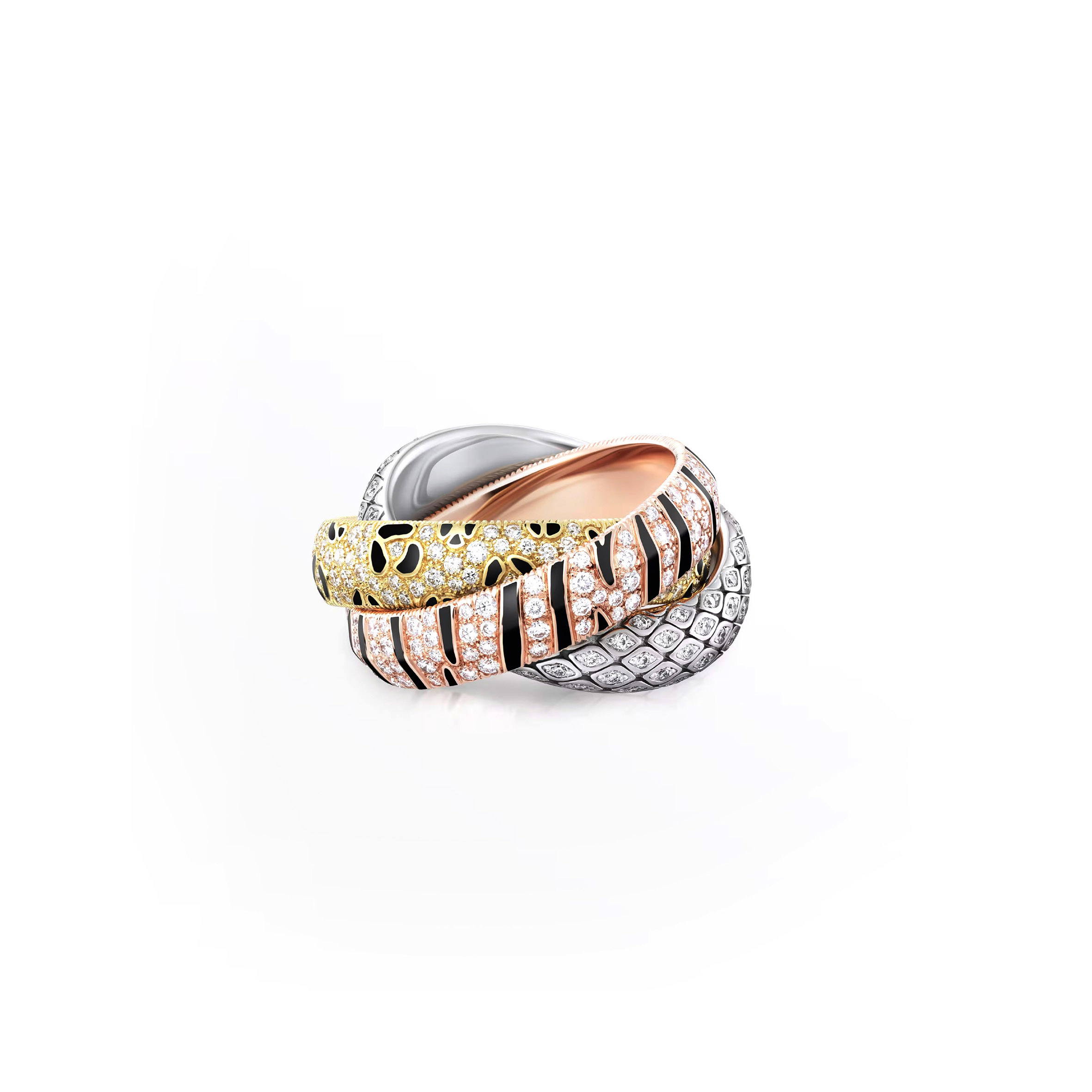 CARTIER TRINITY RING LACQUER PAVED N4814200